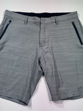 BURNSIDE Men's Lt Gray Hybrid Walk/Board Shorts, Stretch, Land/Sea, 38W, EUC